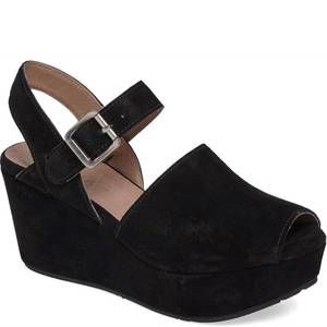 NEW CHOCOLAT BLU women's wagga ankle strap wedge in black suede